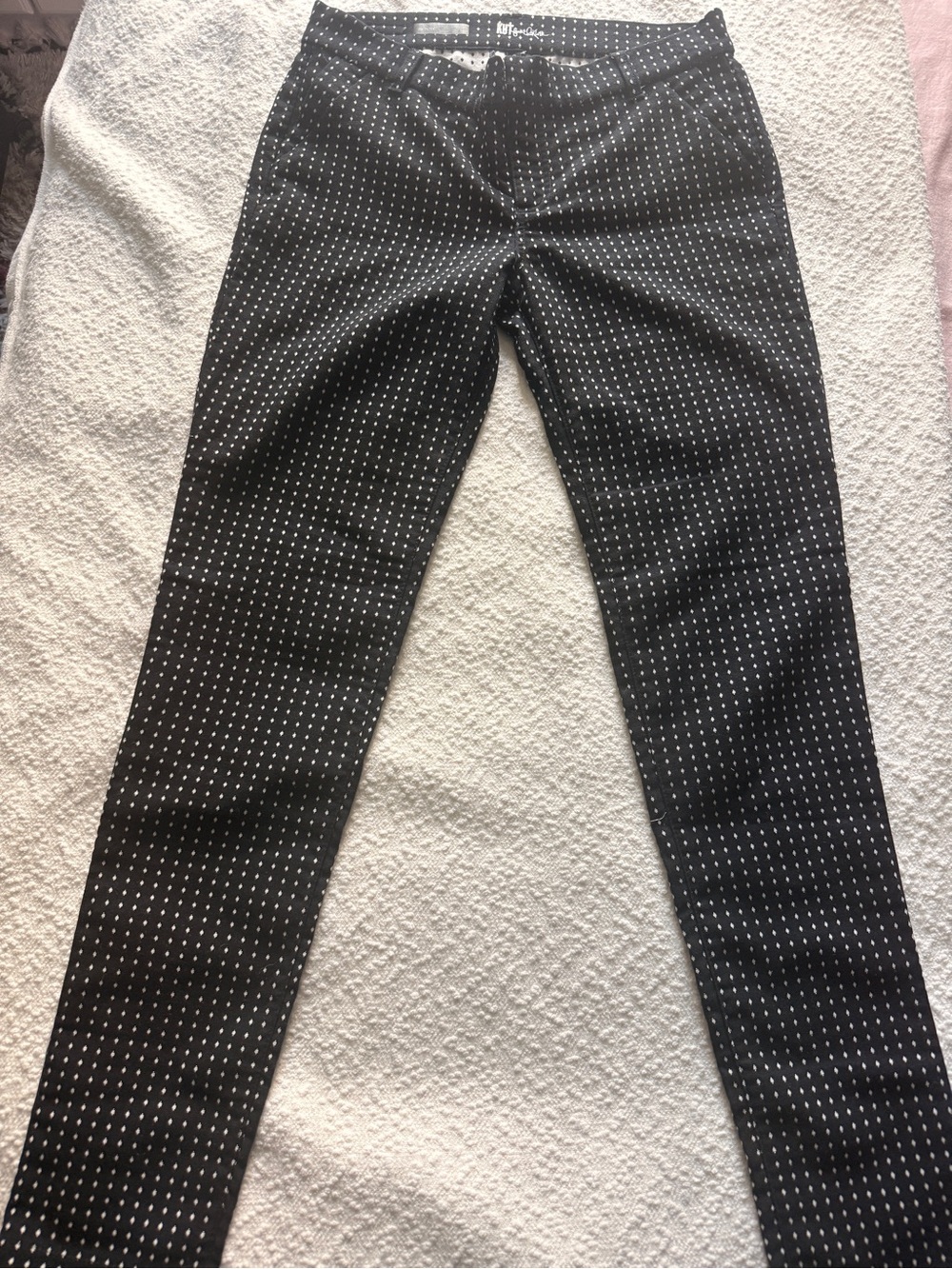 Kut from the Kloth Black Slim Polka-Dot pant